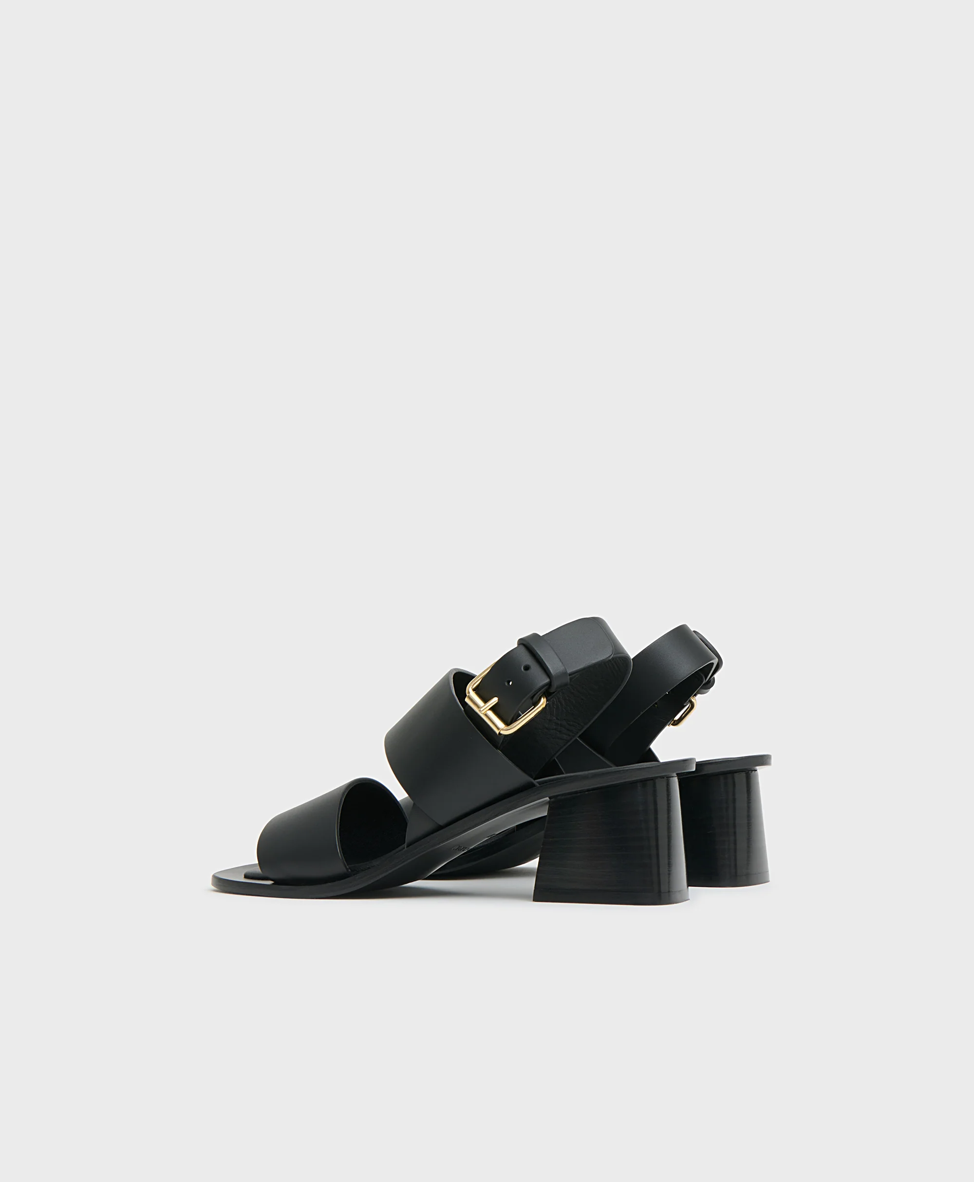 Double Strap Heeled Sandal - Black - Image 4