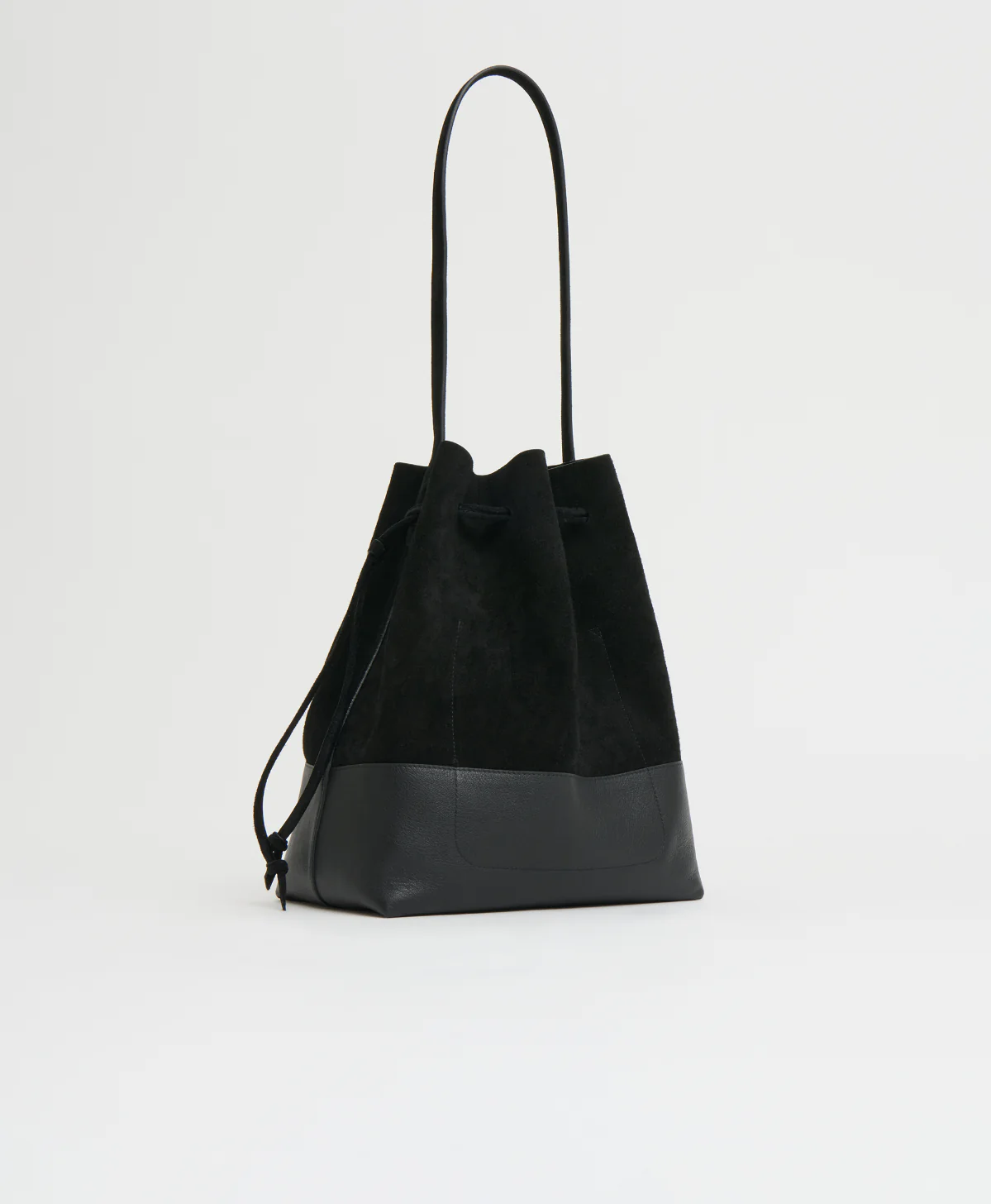 Drawstring Cabas - Black Suede/Black - Image 3