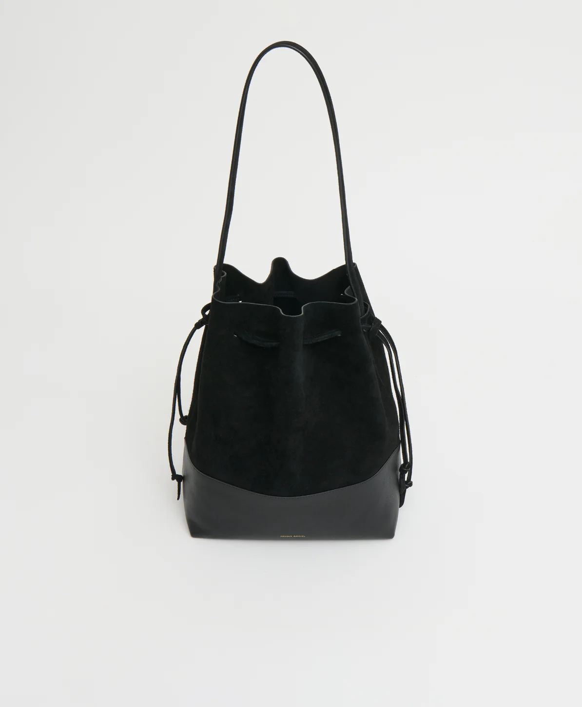 Drawstring Cabas - Black Suede/Black - Image 4