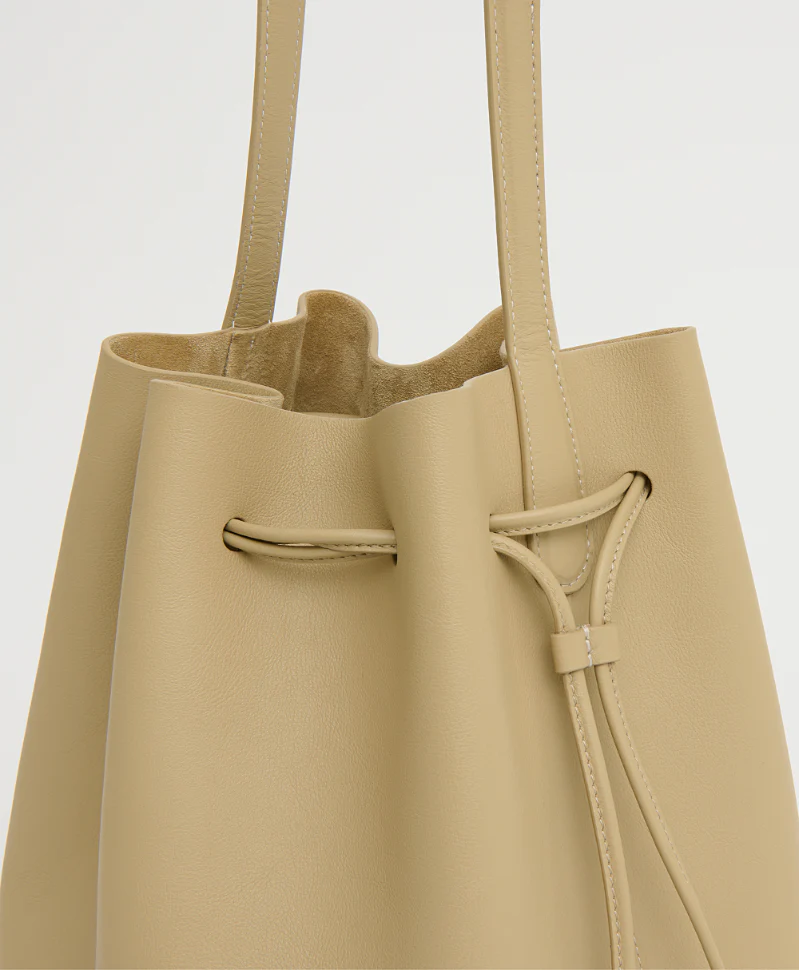 Drawstring Cabas - Khaki/Black - Image 5