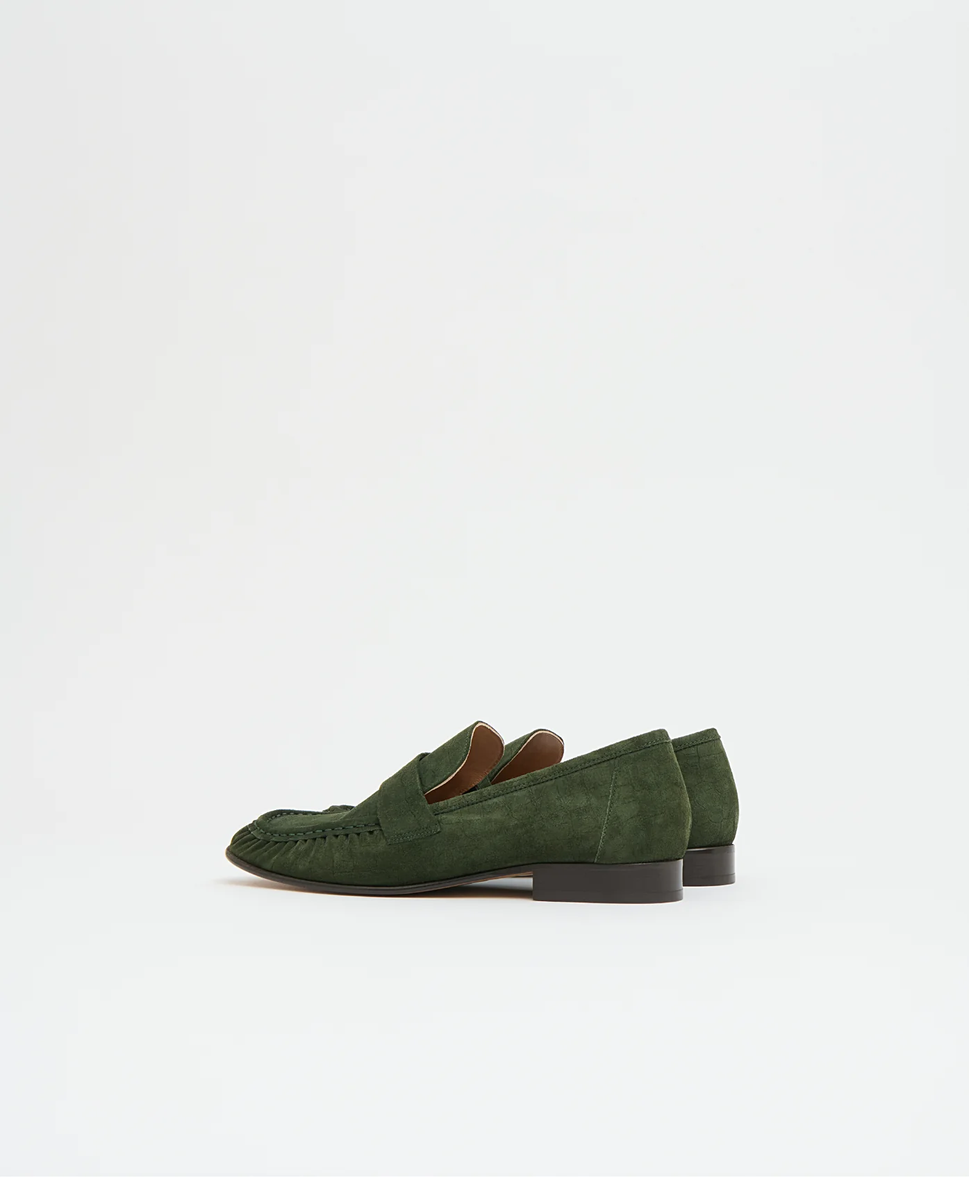 Ruched Loafer - Moss Croc Suede - Image 3